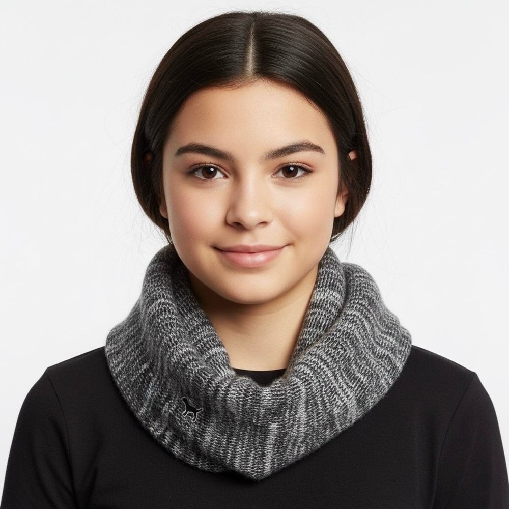 Pink Victoria Secret Infinity Black and Grey Knitted Style Wrap Scarf